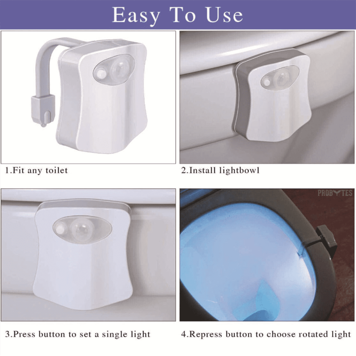 Toilet Light Motion Sensor LED Night 8 Colors Bowl Glow Smart for Bathroom