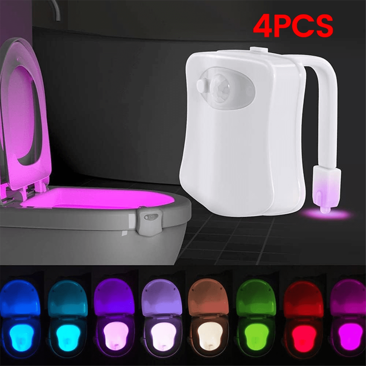 Toilet Light Motion Sensor LED Night 8 Colors Bowl Glow Smart for Bathroom