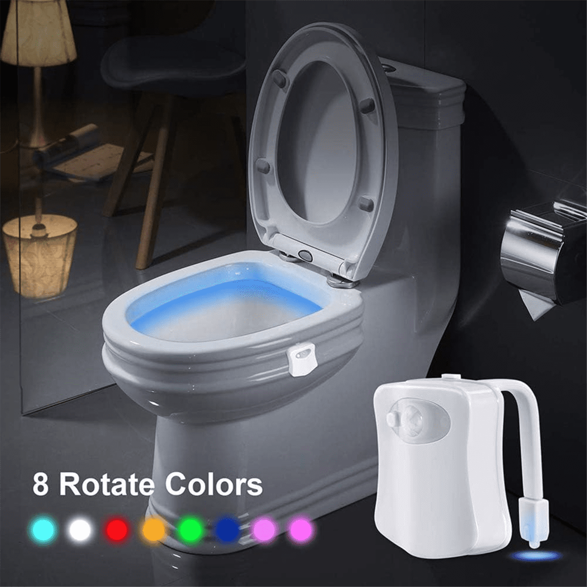 Toilet Light Motion Sensor LED Night 8 Colors Bowl Glow Smart for Bathroom