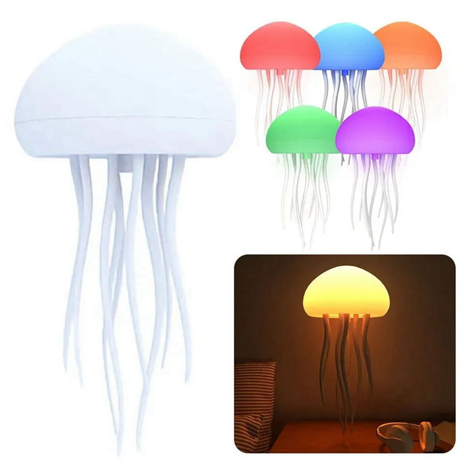 LED Jellyfish Lamp RGB Gradient Jelly Fish Light Lamp Voice Control Jellyfish Light Rechargeable Desk Lamp for Bedrooms