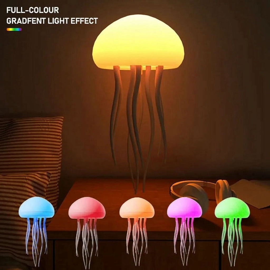 LED Jellyfish Lamp RGB Gradient Jelly Fish Light Lamp Voice Control Jellyfish Light Rechargeable Desk Lamp for Bedrooms