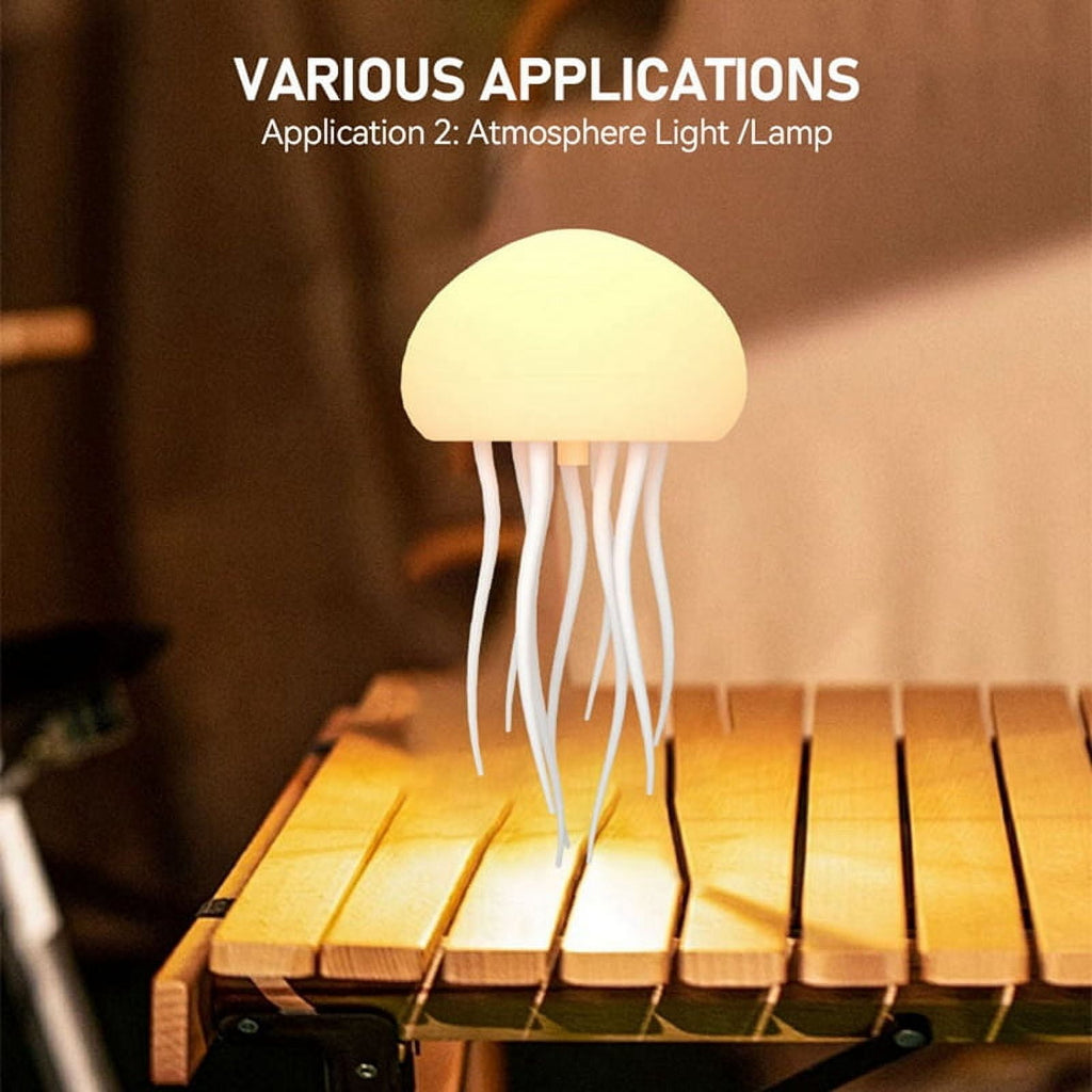 LED Jellyfish Lamp RGB Gradient Jelly Fish Light Lamp Voice Control Jellyfish Light Rechargeable Desk Lamp for Bedrooms