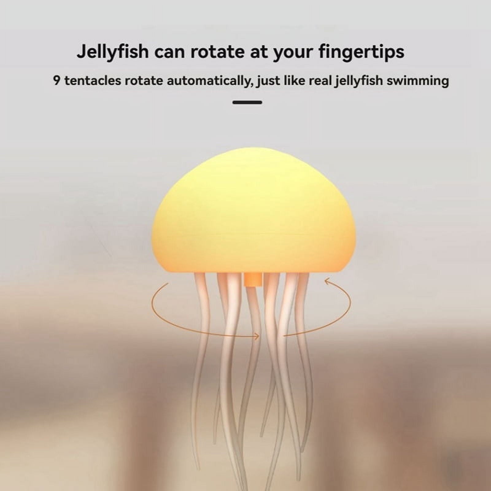 LED Jellyfish Lamp RGB Gradient Jelly Fish Light Lamp Voice Control Jellyfish Light Rechargeable Desk Lamp for Bedrooms
