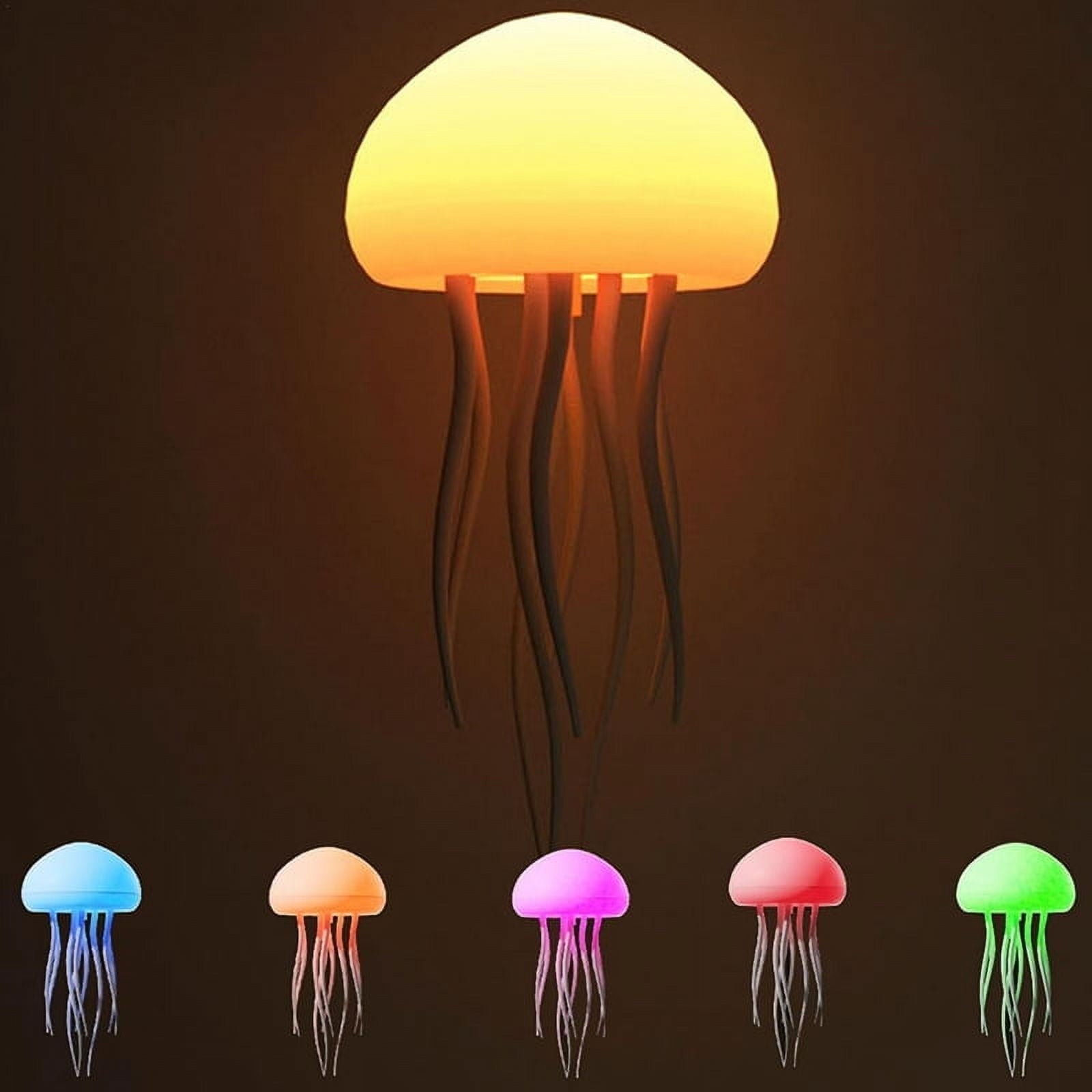 LED Jellyfish Lamp RGB Gradient Jelly Fish Light Lamp Voice Control Jellyfish Light Rechargeable Desk Lamp for Bedrooms