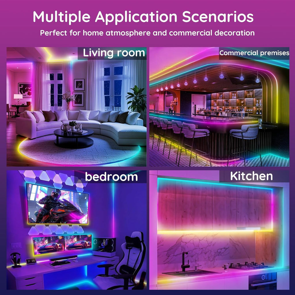 50Ft Led Rope Lights, Flexible Neon Lights Control with App/Remote, Multiple Modes, IP65 Outdoor RGB Waterproof, Music Sync Gaming Light Strip for Bedroom Decor