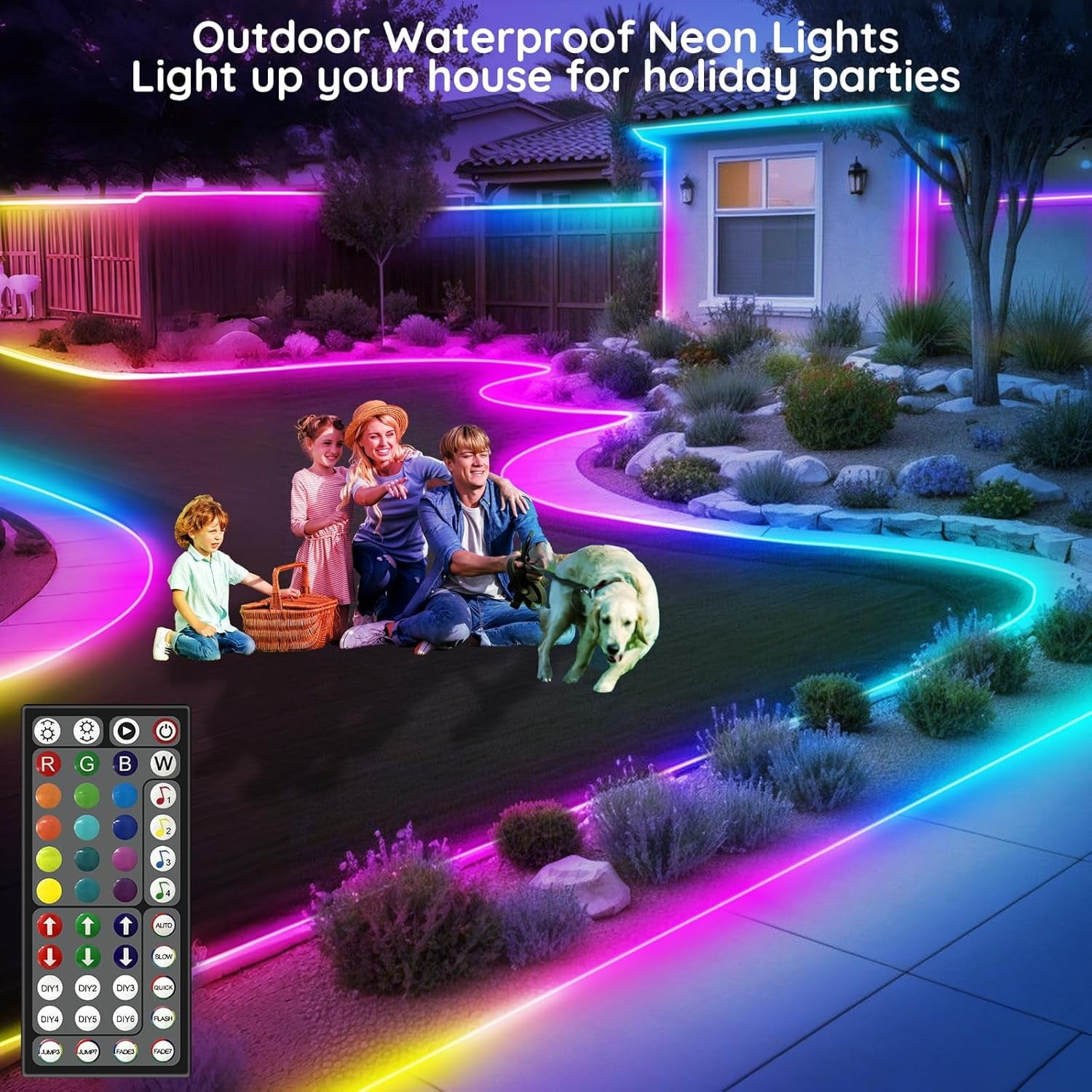 50Ft Led Rope Lights, Flexible Neon Lights Control with App/Remote, Multiple Modes, IP65 Outdoor RGB Waterproof, Music Sync Gaming Light Strip for Bedroom Decor