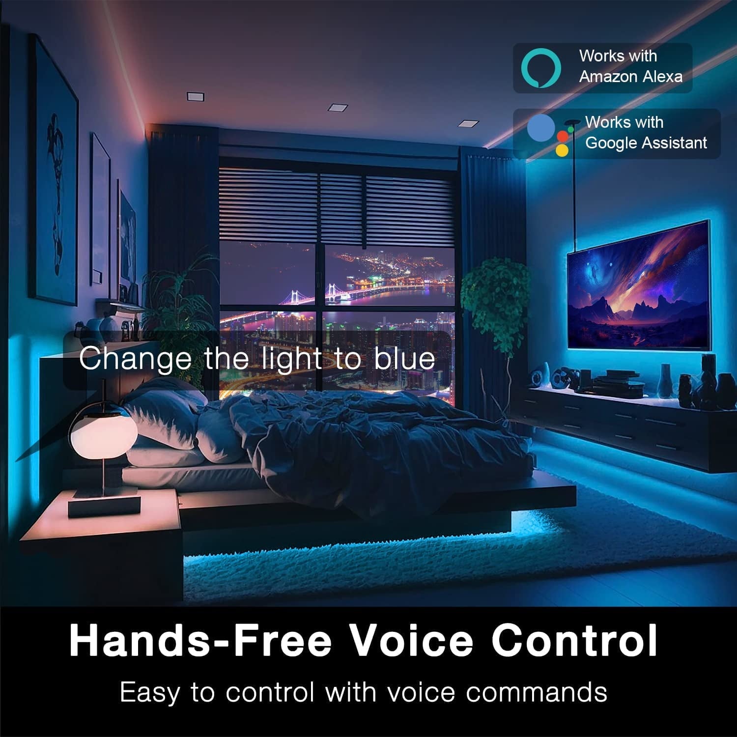 65.6ft WiFi Smart Led Lights Strip with Tuya App Control for Bedroom Decoration Work with Alexa and Google Assistant(2 Rolls of 32.8ft)