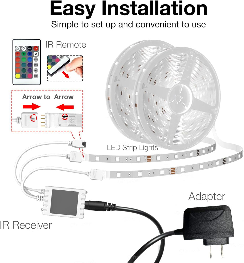65.6ft WiFi Smart Led Lights Strip with Tuya App Control for Bedroom Decoration Work with Alexa and Google Assistant(2 Rolls of 32.8ft)