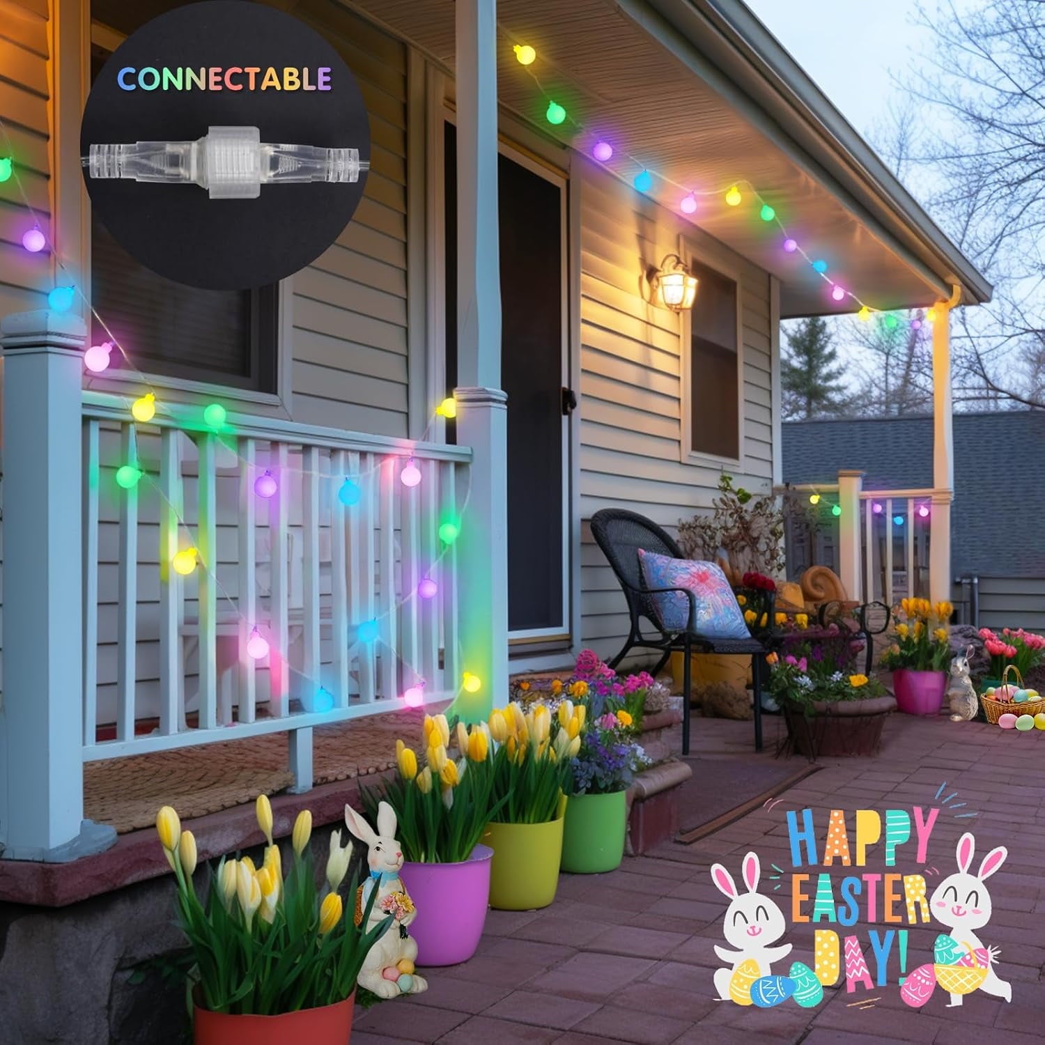 SUMMIT  100 LED Connectable Globe String Lights Indoor, 33ft Multicolor Fairy Lights Plug in with Remote, 8 Modes Pastel Lights for Easter Bedroom Tree Room Party Decoration