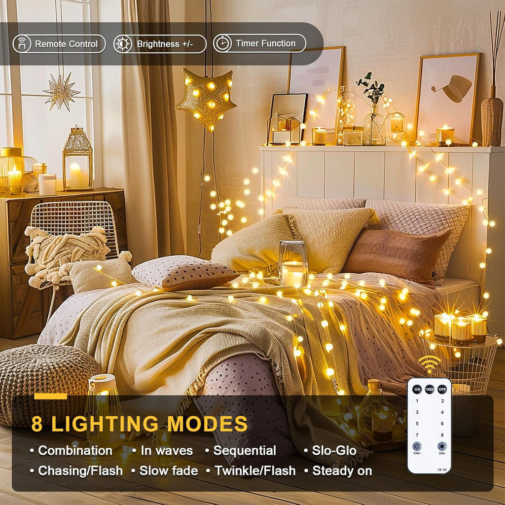 SUMMIT  100 LED Connectable Globe String Lights Indoor, 33ft Multicolor Fairy Lights Plug in with Remote, 8 Modes Pastel Lights for Easter Bedroom Tree Room Party Decoration