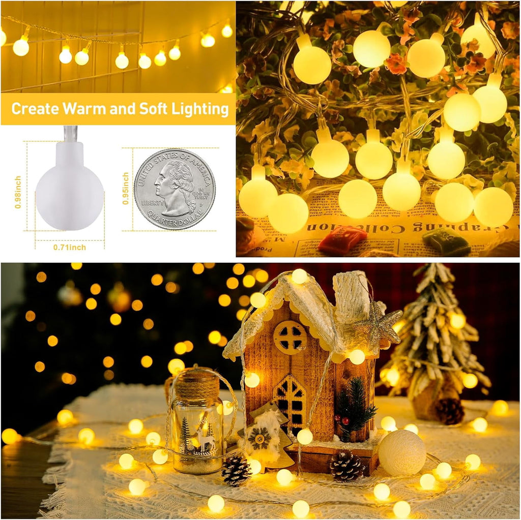SUMMIT  100 LED Connectable Globe String Lights Indoor, 33ft Multicolor Fairy Lights Plug in with Remote, 8 Modes Pastel Lights for Easter Bedroom Tree Room Party Decoration