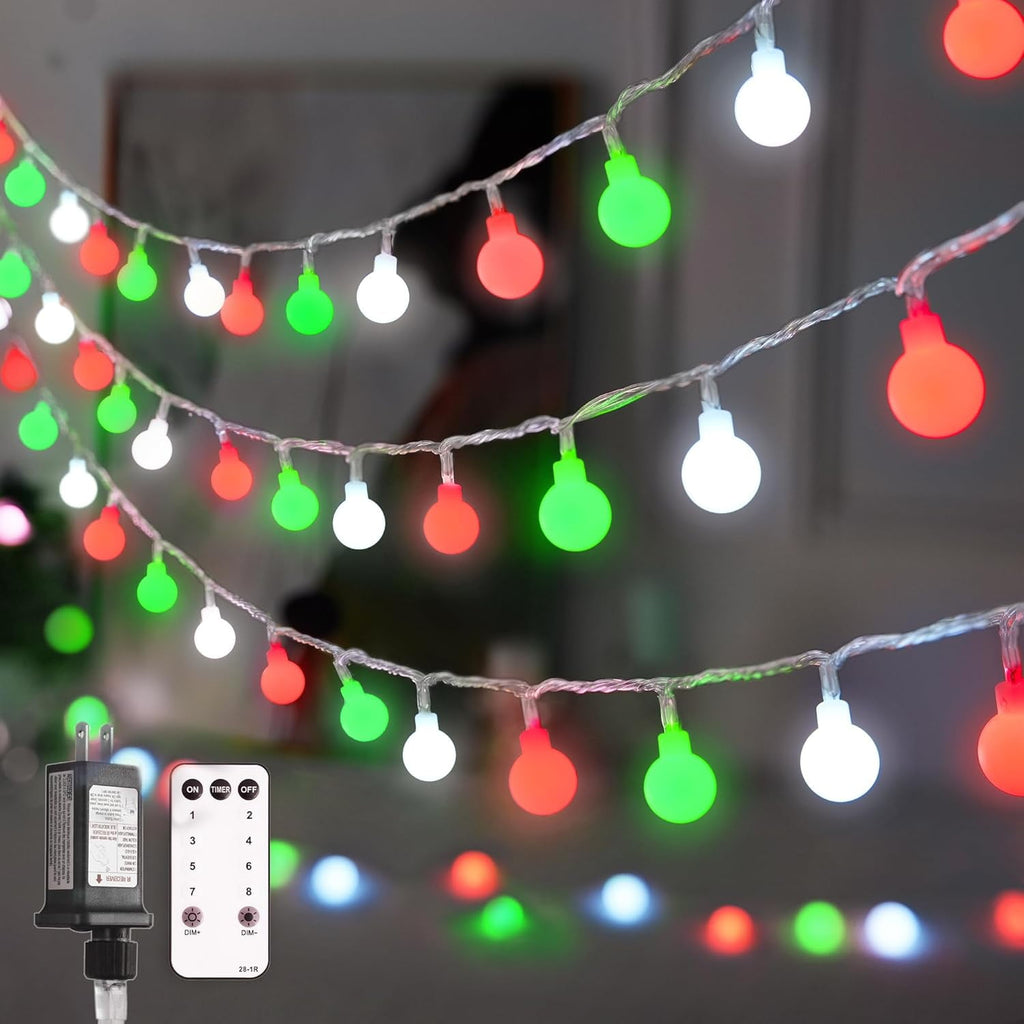 SUMMIT  100 LED Connectable Globe String Lights Indoor, 33ft Multicolor Fairy Lights Plug in with Remote, 8 Modes Pastel Lights for Easter Bedroom Tree Room Party Decoration