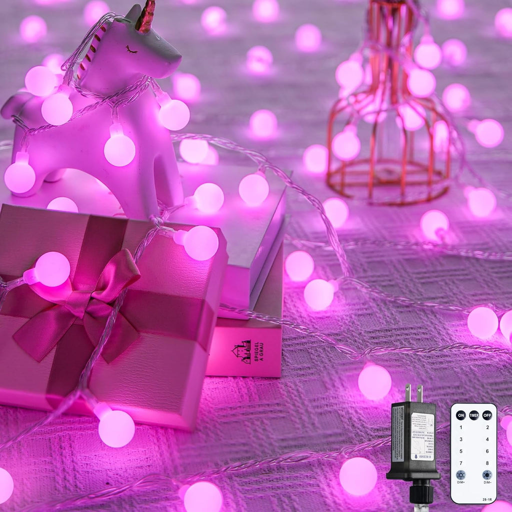 SUMMIT  100 LED Connectable Globe String Lights Indoor, 33ft Multicolor Fairy Lights Plug in with Remote, 8 Modes Pastel Lights for Easter Bedroom Tree Room Party Decoration