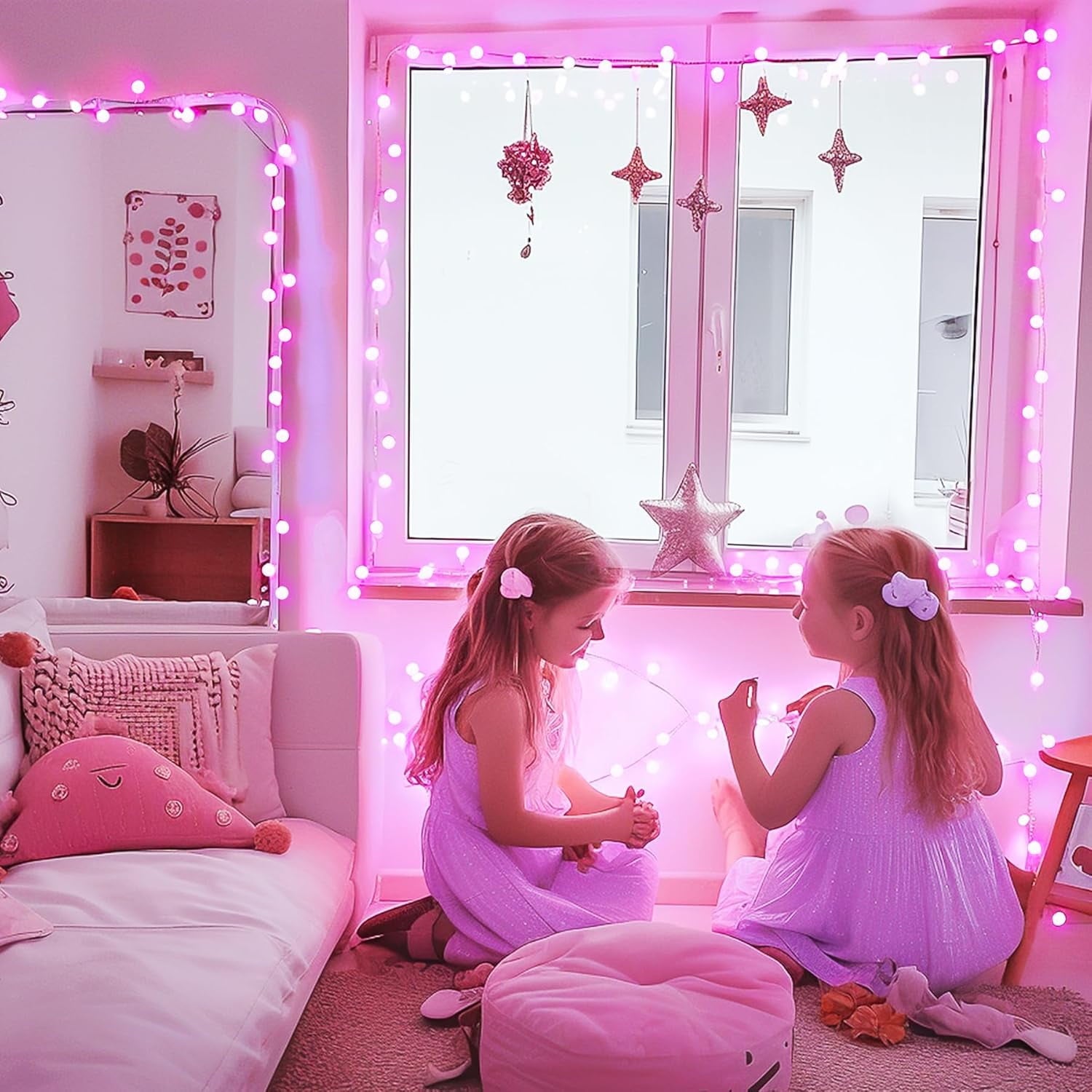 SUMMIT  100 LED Connectable Globe String Lights Indoor, 33ft Multicolor Fairy Lights Plug in with Remote, 8 Modes Pastel Lights for Easter Bedroom Tree Room Party Decoration