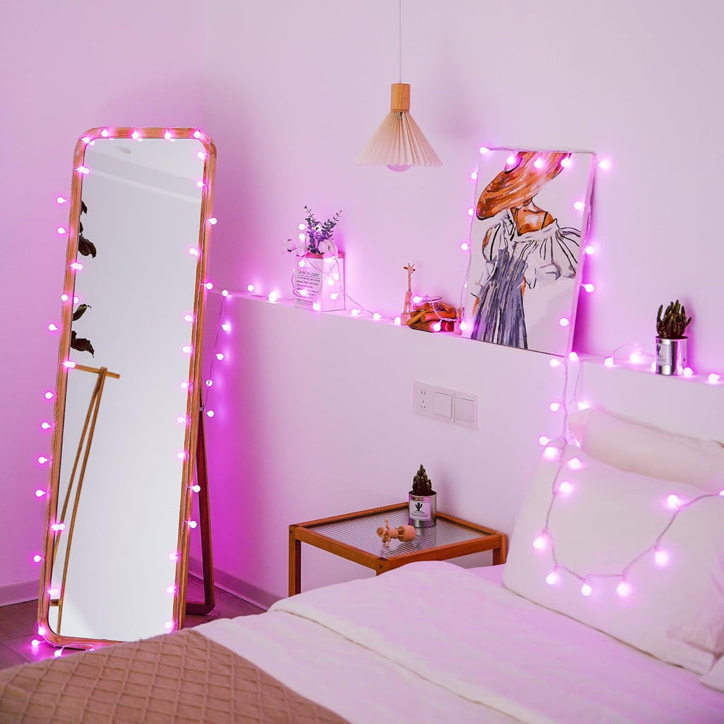 SUMMIT  100 LED Connectable Globe String Lights Indoor, 33ft Multicolor Fairy Lights Plug in with Remote, 8 Modes Pastel Lights for Easter Bedroom Tree Room Party Decoration
