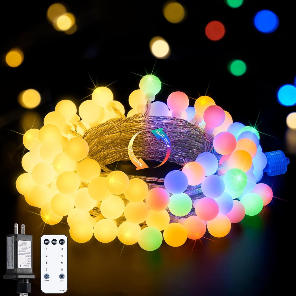 SUMMIT  100 LED Connectable Globe String Lights Indoor, 33ft Multicolor Fairy Lights Plug in with Remote, 8 Modes Pastel Lights for Easter Bedroom Tree Room Party Decoration