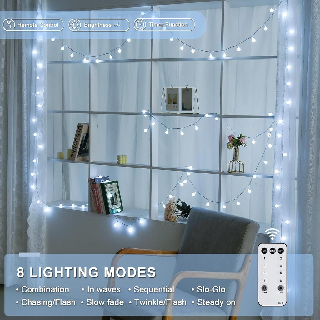 SUMMIT  100 LED Connectable Globe String Lights Indoor, 33ft Multicolor Fairy Lights Plug in with Remote, 8 Modes Pastel Lights for Easter Bedroom Tree Room Party Decoration