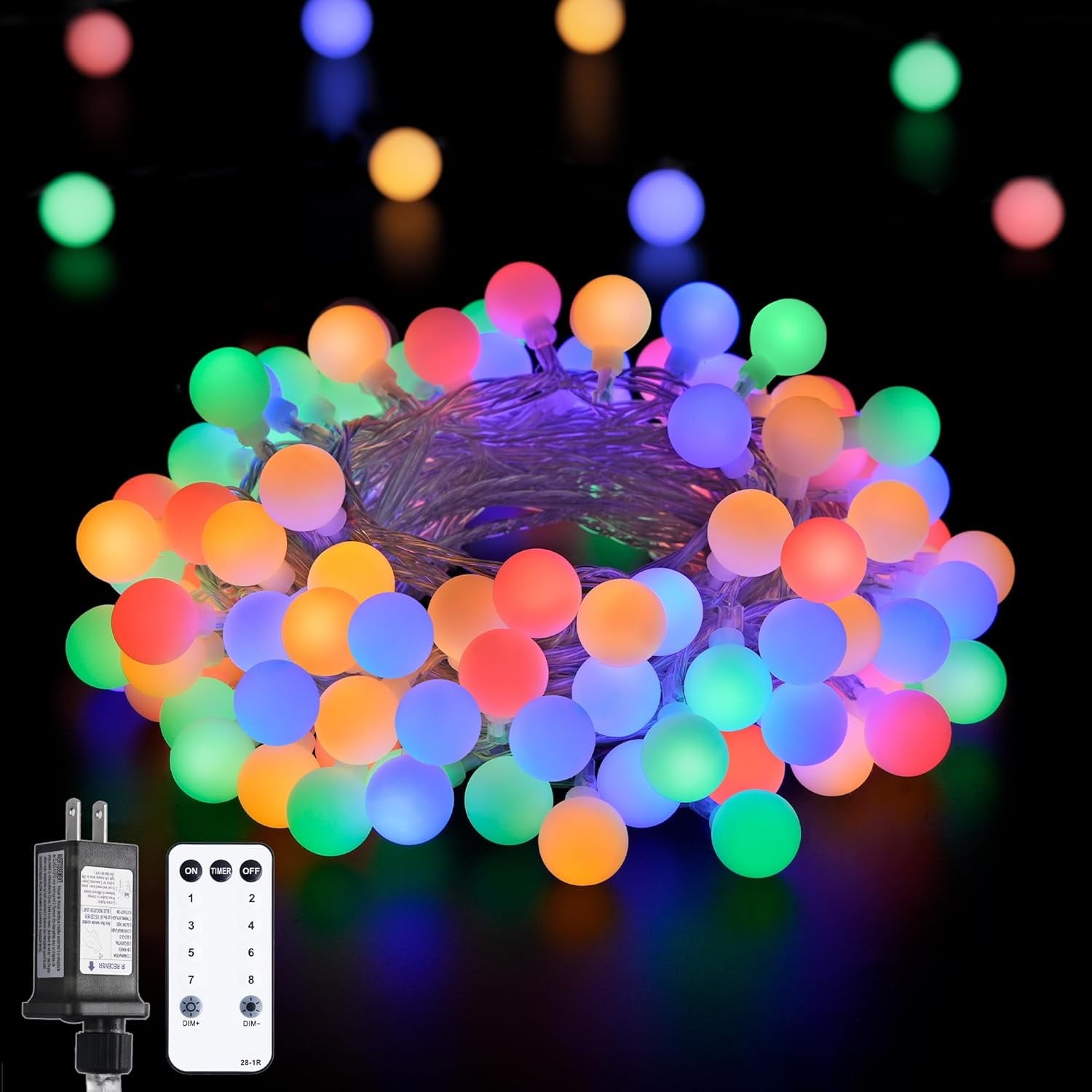 SUMMIT  100 LED Connectable Globe String Lights Indoor, 33ft Multicolor Fairy Lights Plug in with Remote, 8 Modes Pastel Lights for Easter Bedroom Tree Room Party Decoration
