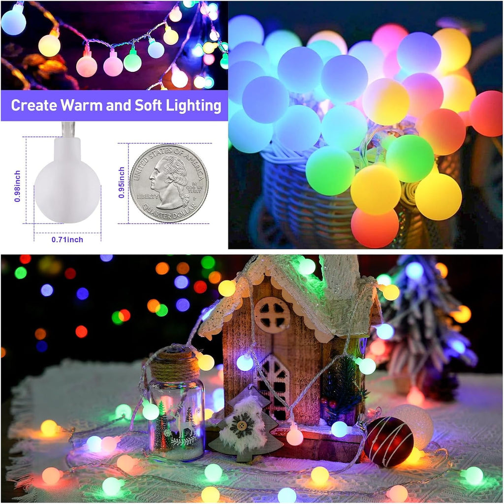 SUMMIT  100 LED Connectable Globe String Lights Indoor, 33ft Multicolor Fairy Lights Plug in with Remote, 8 Modes Pastel Lights for Easter Bedroom Tree Room Party Decoration