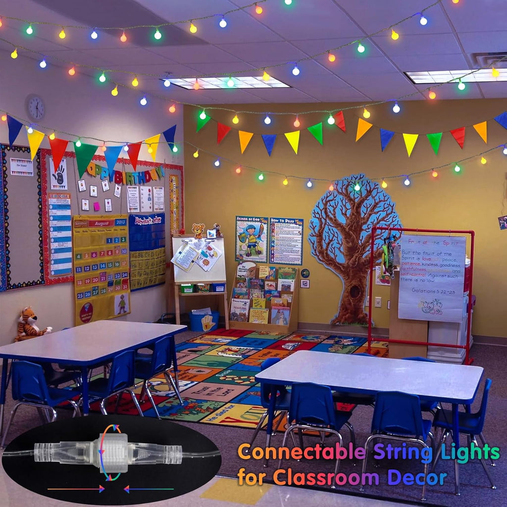 SUMMIT  100 LED Connectable Globe String Lights Indoor, 33ft Multicolor Fairy Lights Plug in with Remote, 8 Modes Pastel Lights for Easter Bedroom Tree Room Party Decoration