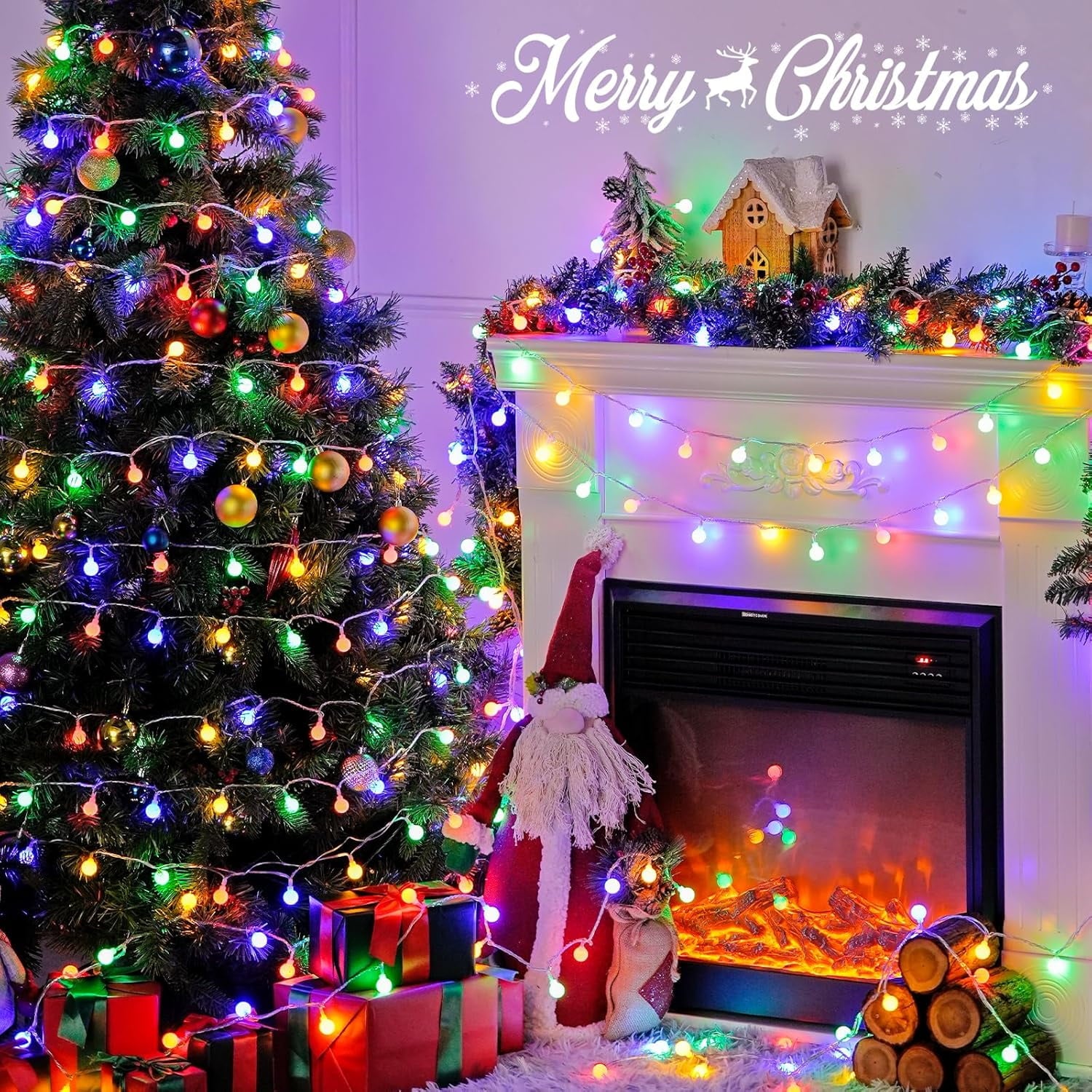 SUMMIT  100 LED Connectable Globe String Lights Indoor, 33ft Multicolor Fairy Lights Plug in with Remote, 8 Modes Pastel Lights for Easter Bedroom Tree Room Party Decoration