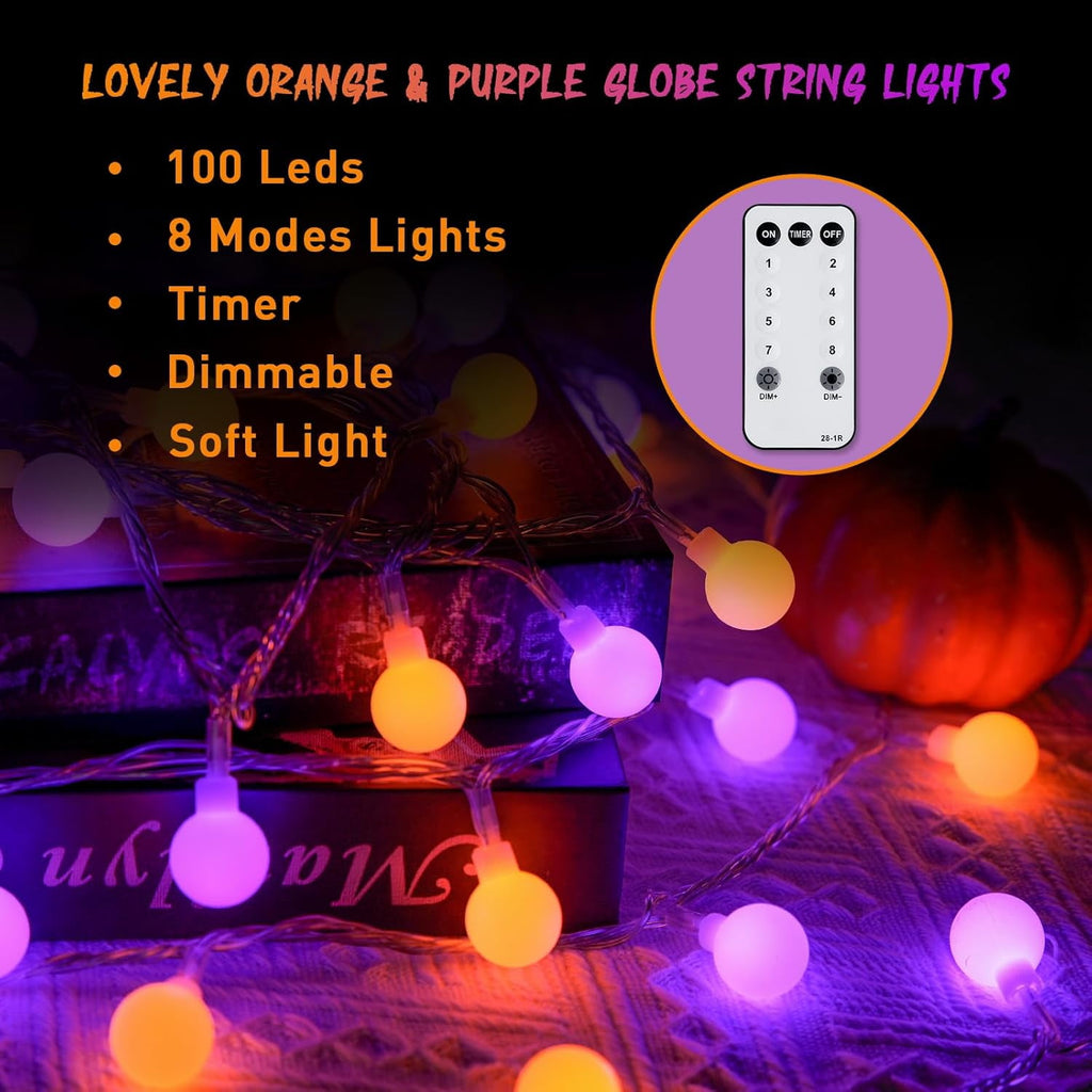 SUMMIT  100 LED Connectable Globe String Lights Indoor, 33ft Multicolor Fairy Lights Plug in with Remote, 8 Modes Pastel Lights for Easter Bedroom Tree Room Party Decoration