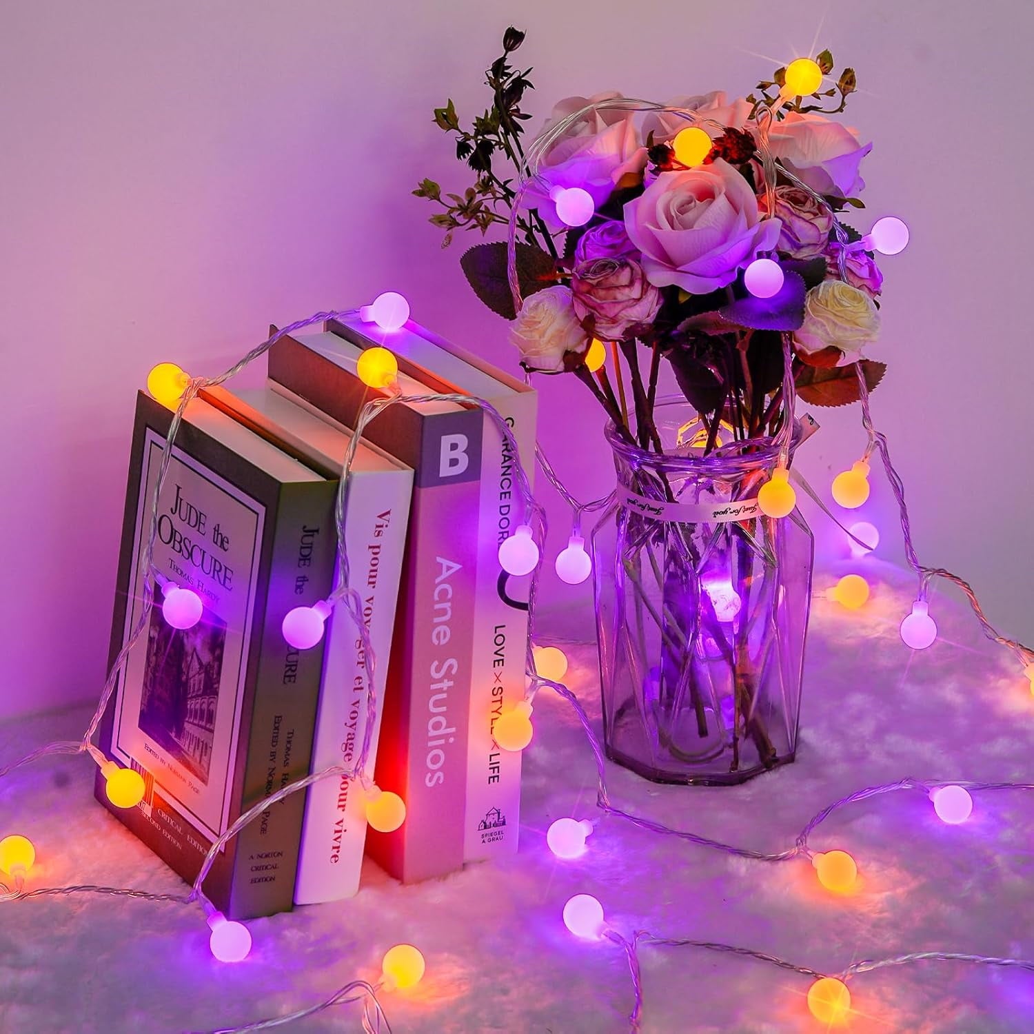 SUMMIT  100 LED Connectable Globe String Lights Indoor, 33ft Multicolor Fairy Lights Plug in with Remote, 8 Modes Pastel Lights for Easter Bedroom Tree Room Party Decoration