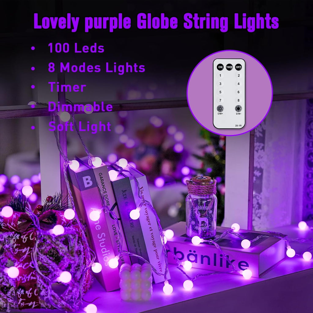 SUMMIT  100 LED Connectable Globe String Lights Indoor, 33ft Multicolor Fairy Lights Plug in with Remote, 8 Modes Pastel Lights for Easter Bedroom Tree Room Party Decoration