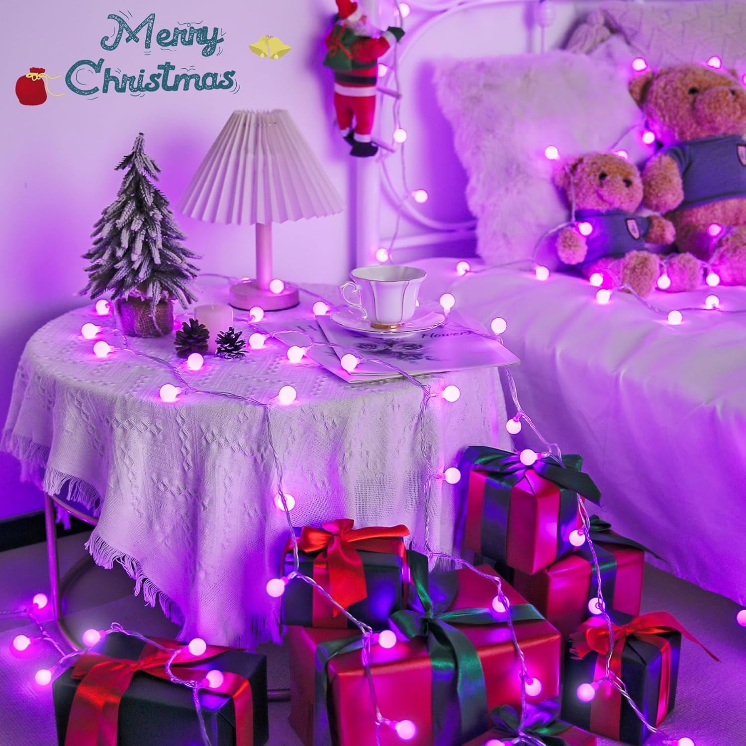SUMMIT  100 LED Connectable Globe String Lights Indoor, 33ft Multicolor Fairy Lights Plug in with Remote, 8 Modes Pastel Lights for Easter Bedroom Tree Room Party Decoration