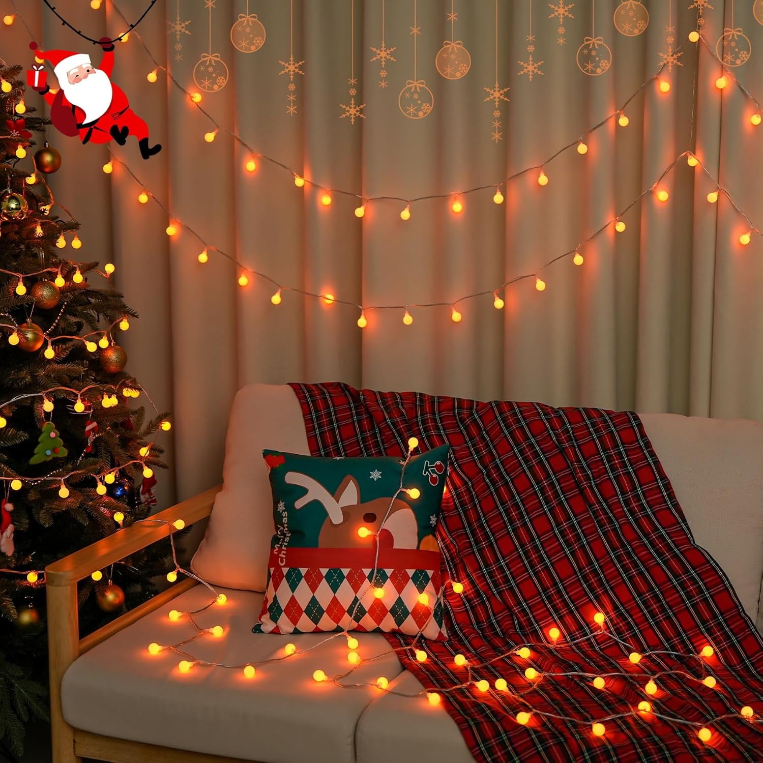SUMMIT  100 LED Connectable Globe String Lights Indoor, 33ft Multicolor Fairy Lights Plug in with Remote, 8 Modes Pastel Lights for Easter Bedroom Tree Room Party Decoration