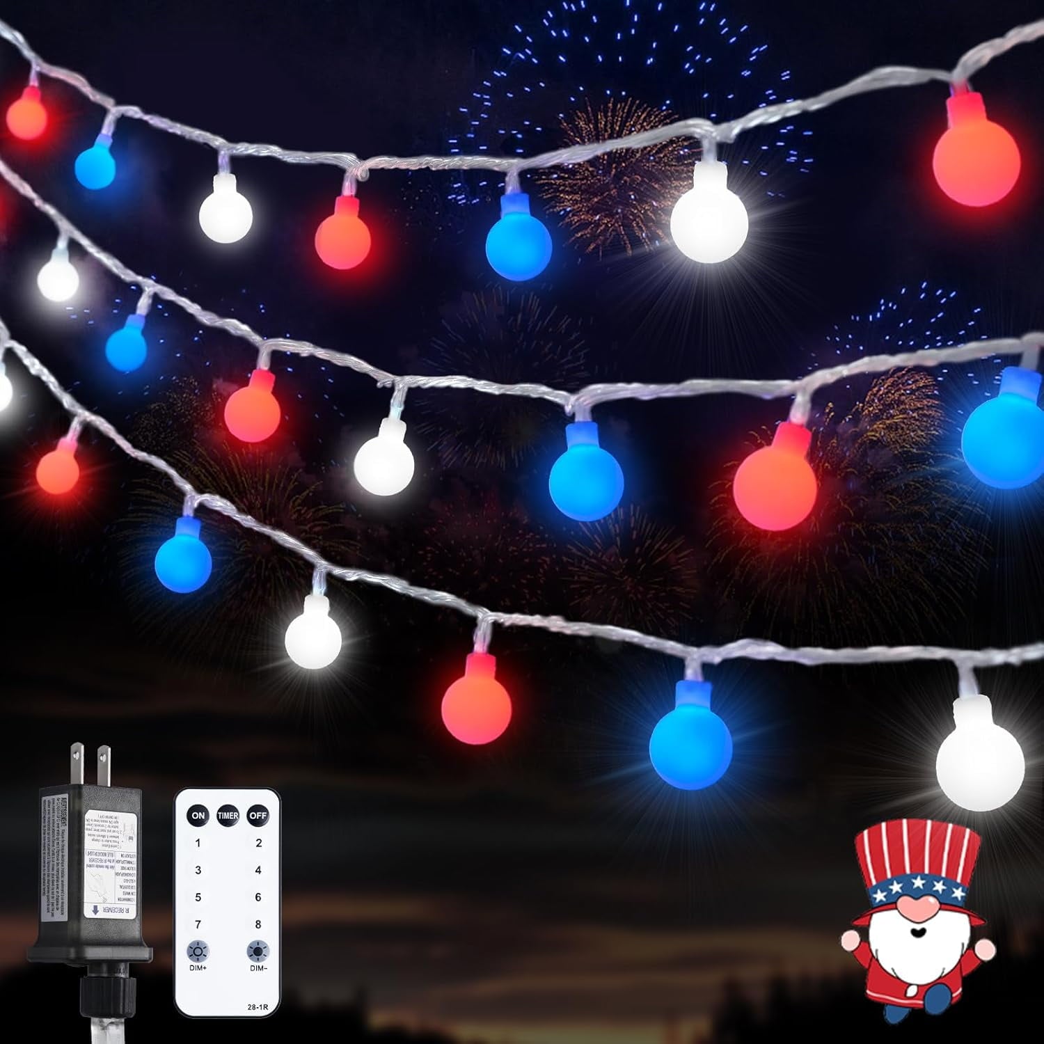 SUMMIT  100 LED Connectable Globe String Lights Indoor, 33ft Multicolor Fairy Lights Plug in with Remote, 8 Modes Pastel Lights for Easter Bedroom Tree Room Party Decoration