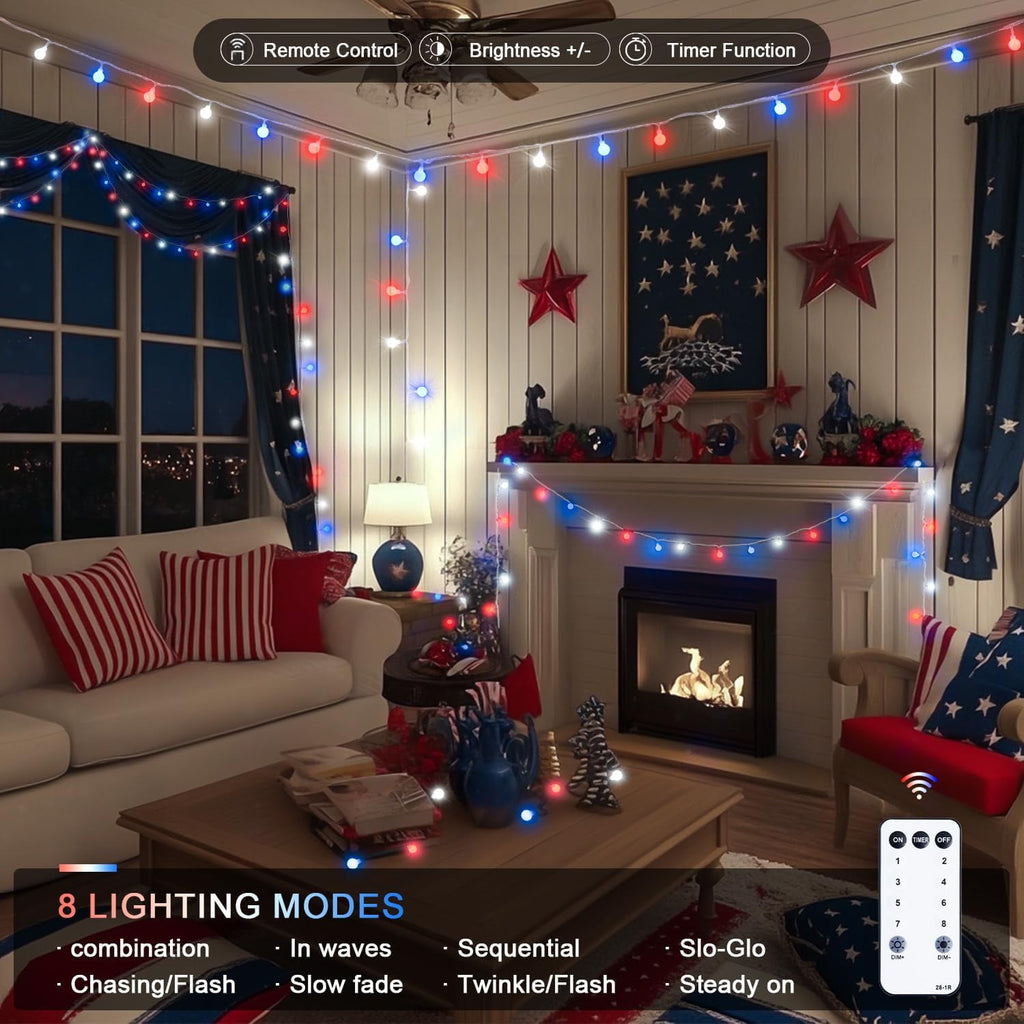 SUMMIT  100 LED Connectable Globe String Lights Indoor, 33ft Multicolor Fairy Lights Plug in with Remote, 8 Modes Pastel Lights for Easter Bedroom Tree Room Party Decoration
