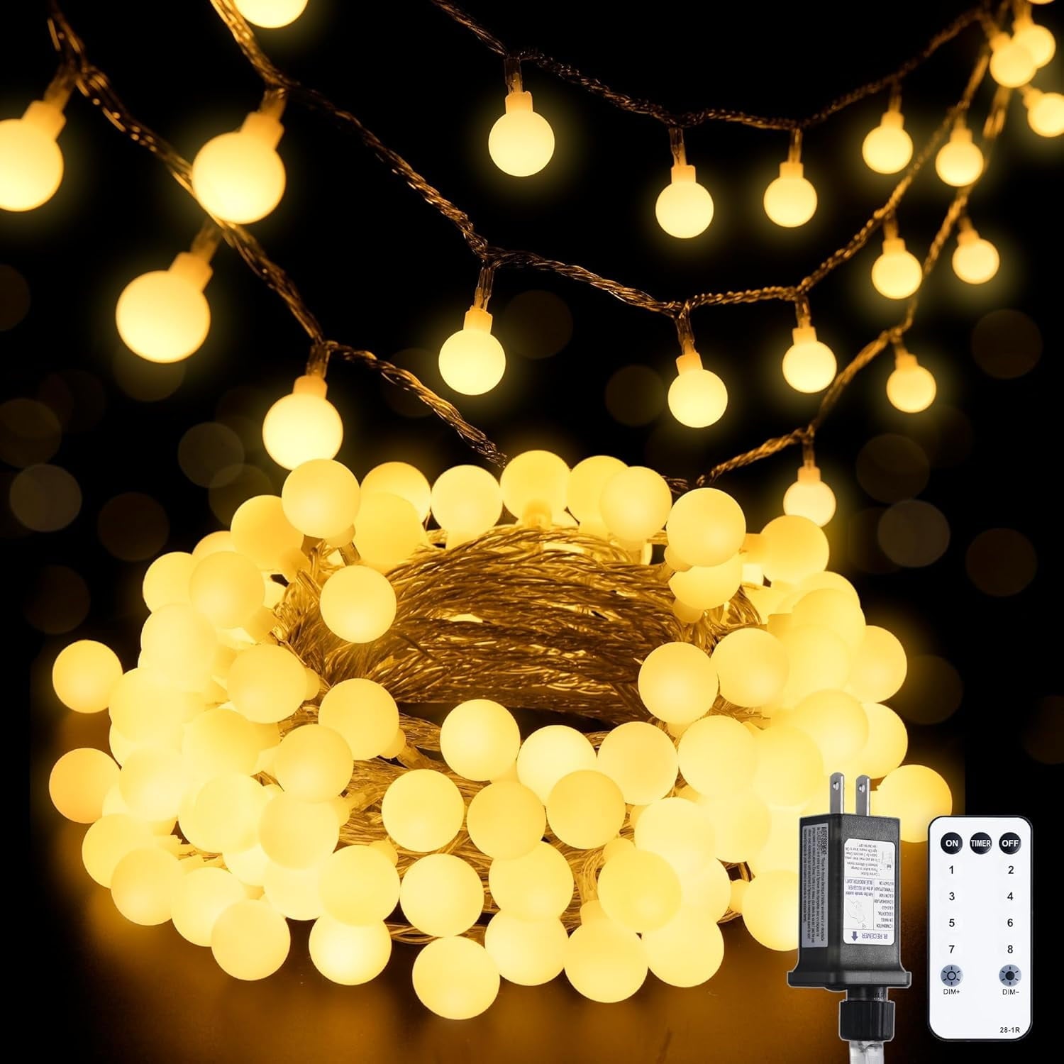 SUMMIT  100 LED Connectable Globe String Lights Indoor, 33ft Multicolor Fairy Lights Plug in with Remote, 8 Modes Pastel Lights for Easter Bedroom Tree Room Party Decoration