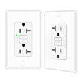 20 Amp GFCI Outlet, Self-Test Ground Fault Protector with LED Indicator, Tamper Resistant GFI Electrical Receptacle, ETL Certified, Wallplate Included (2 Pack, White)
