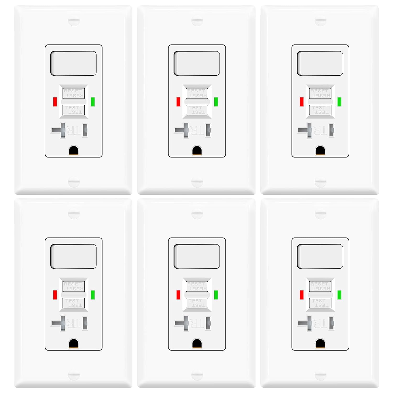 20 Amp GFCI Outlet, Self-Test Ground Fault Protector with LED Indicator, Tamper Resistant GFI Electrical Receptacle, ETL Certified, Wallplate Included (2 Pack, White)
