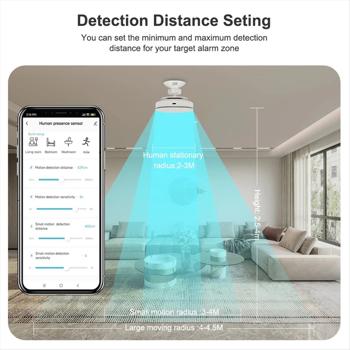 ZigBee 3.0 Human Presence Sensor 24G 5V MMwave Radar with Siren Alarm Motion Detection Smart Life Home Automation DIY