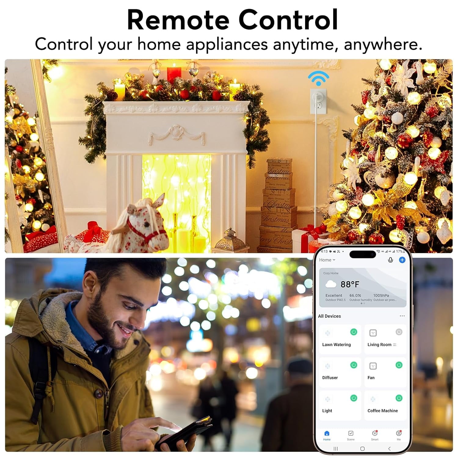 EIGHTREE Smart Plug, Smart Home WiFi Outlet Works with Alexa &amp; Google Home, Smart Socket with Remote Control &amp; Timer Function, 2.4GHz WiFi Only, 4 Packs