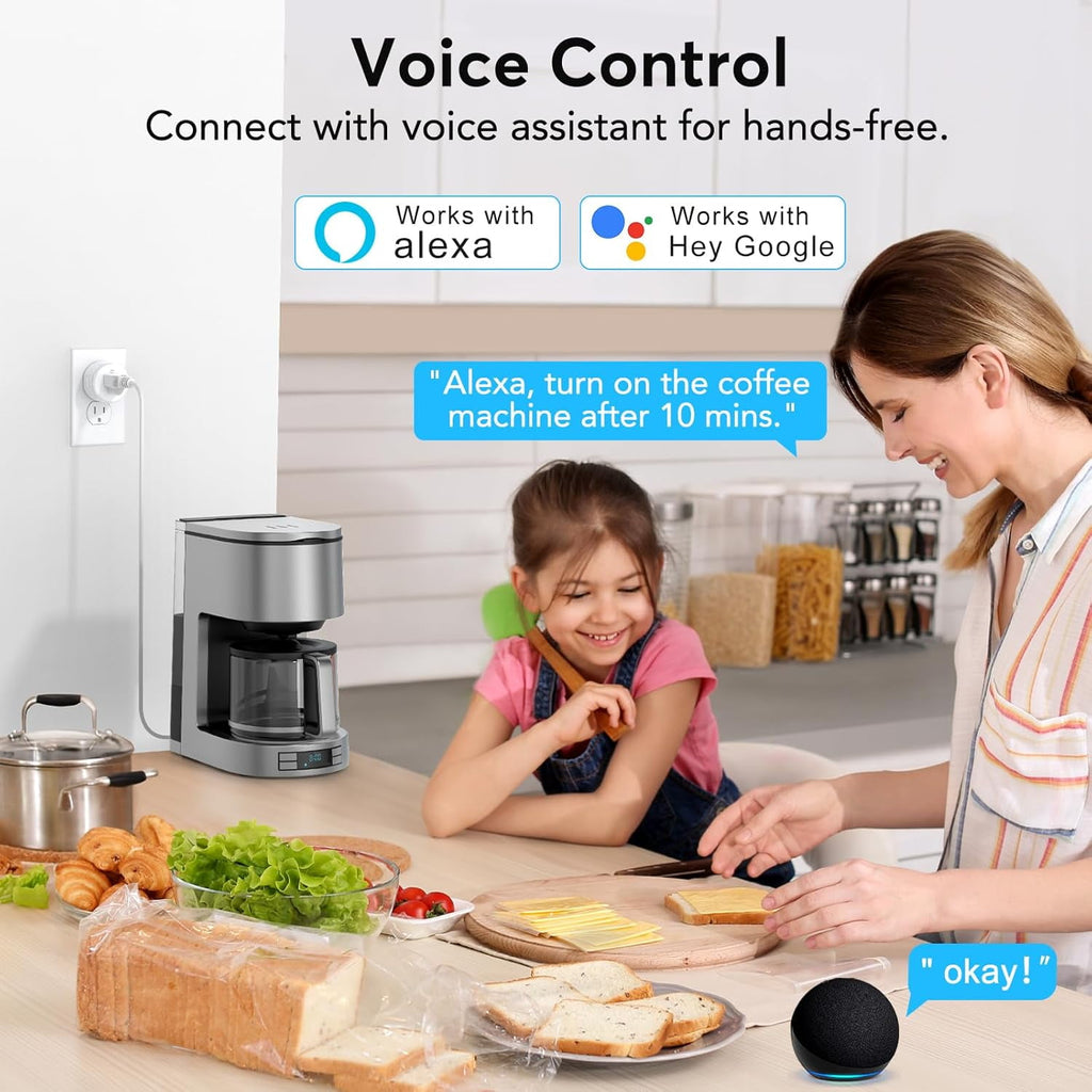 EIGHTREE Smart Plug, Smart Home WiFi Outlet Works with Alexa &amp; Google Home, Smart Socket with Remote Control &amp; Timer Function, 2.4GHz WiFi Only, 4 Packs