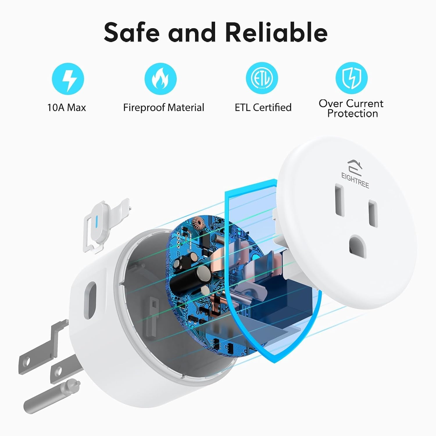 EIGHTREE Smart Plug, Smart Home WiFi Outlet Works with Alexa &amp; Google Home, Smart Socket with Remote Control &amp; Timer Function, 2.4GHz WiFi Only, 4 Packs