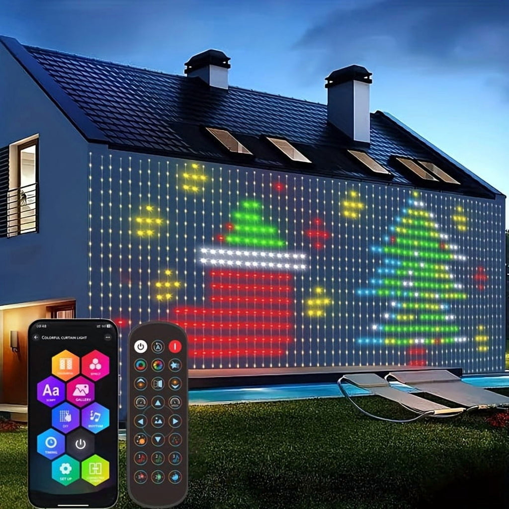 RGB Smart USB 400 LED Curtain Light With Dynamic Patterns For DIY Light Strip Application And Remote Music Synchronization Built-in Chip Suitable For Bedroom Valentine's Day Background Decoration