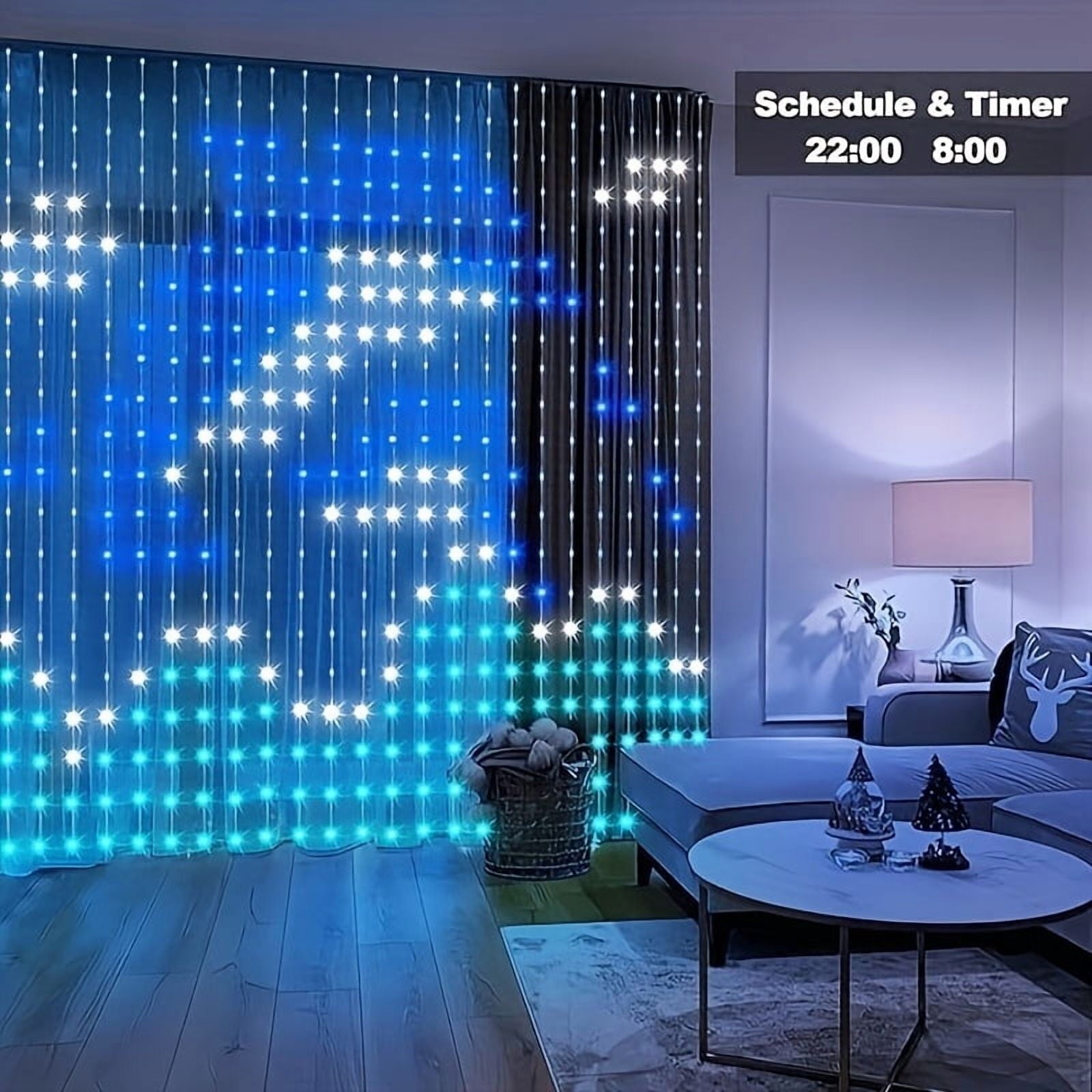 RGB Smart USB 400 LED Curtain Light With Dynamic Patterns For DIY Light Strip Application And Remote Music Synchronization Built-in Chip Suitable For Bedroom Valentine's Day Background Decoration