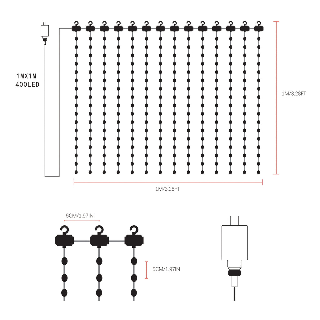 RGB Smart USB 400 LED Curtain Light With Dynamic Patterns For DIY Light Strip Application And Remote Music Synchronization Built-in Chip Suitable For Bedroom Valentine's Day Background Decoration