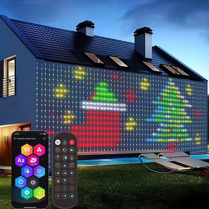 RGB Smart USB 400 LED Curtain Light With Dynamic Patterns For DIY Light Strip Application And Remote Music Synchronization Built-in Chip Suitable For Bedroom Valentine's Day Background Decoration