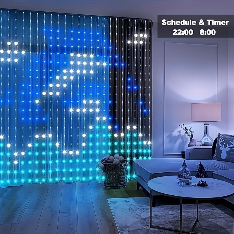 RGB Smart USB 400 LED Curtain Light With Dynamic Patterns For DIY Light Strip Application And Remote Music Synchronization Built-in Chip Suitable For Bedroom Valentine's Day Background Decoration