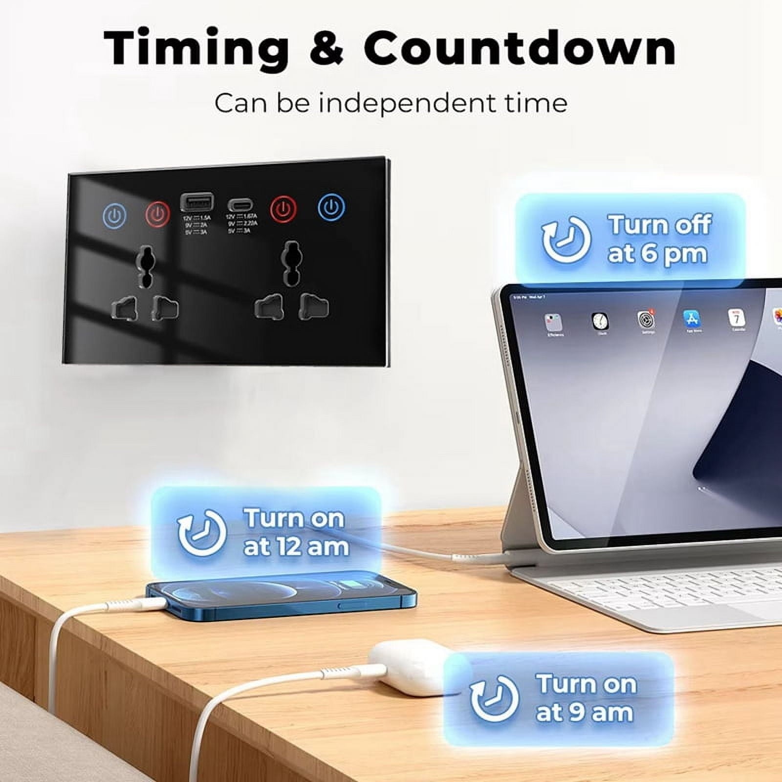 EU UK US Universal Plug /WiFi Smart Socket Switch with USB and Type-C Port Outlet Smart Life Via Alexa Home