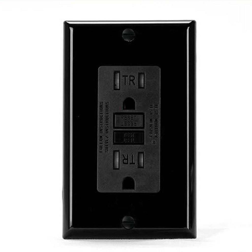 4X GFCI Outlet 15 Amp, Self-Test GFI Electrical Outlet, Tamper GFCI Receptacle with Wall Plate Black