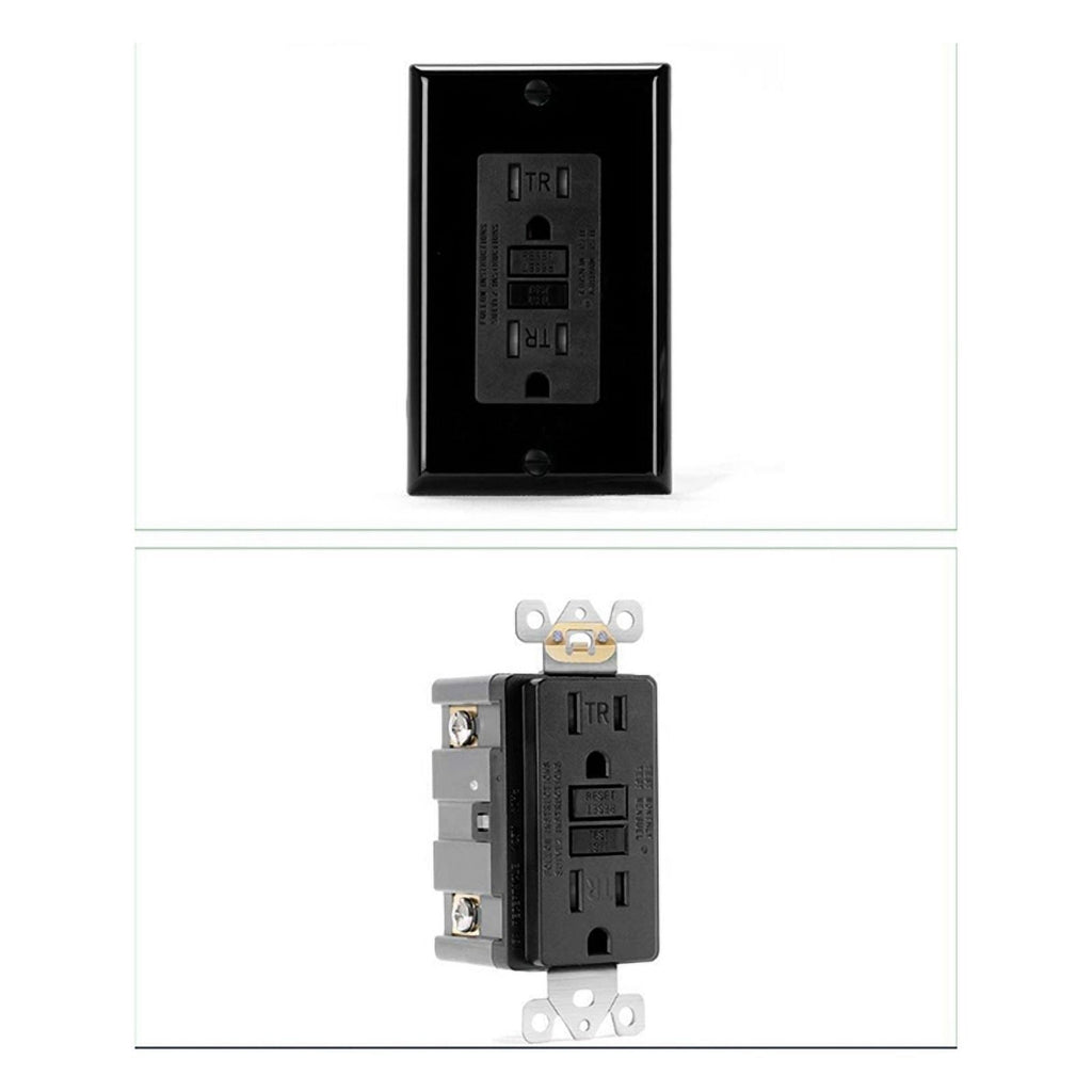 4X GFCI Outlet 15 Amp, Self-Test GFI Electrical Outlet, Tamper GFCI Receptacle with Wall Plate Black