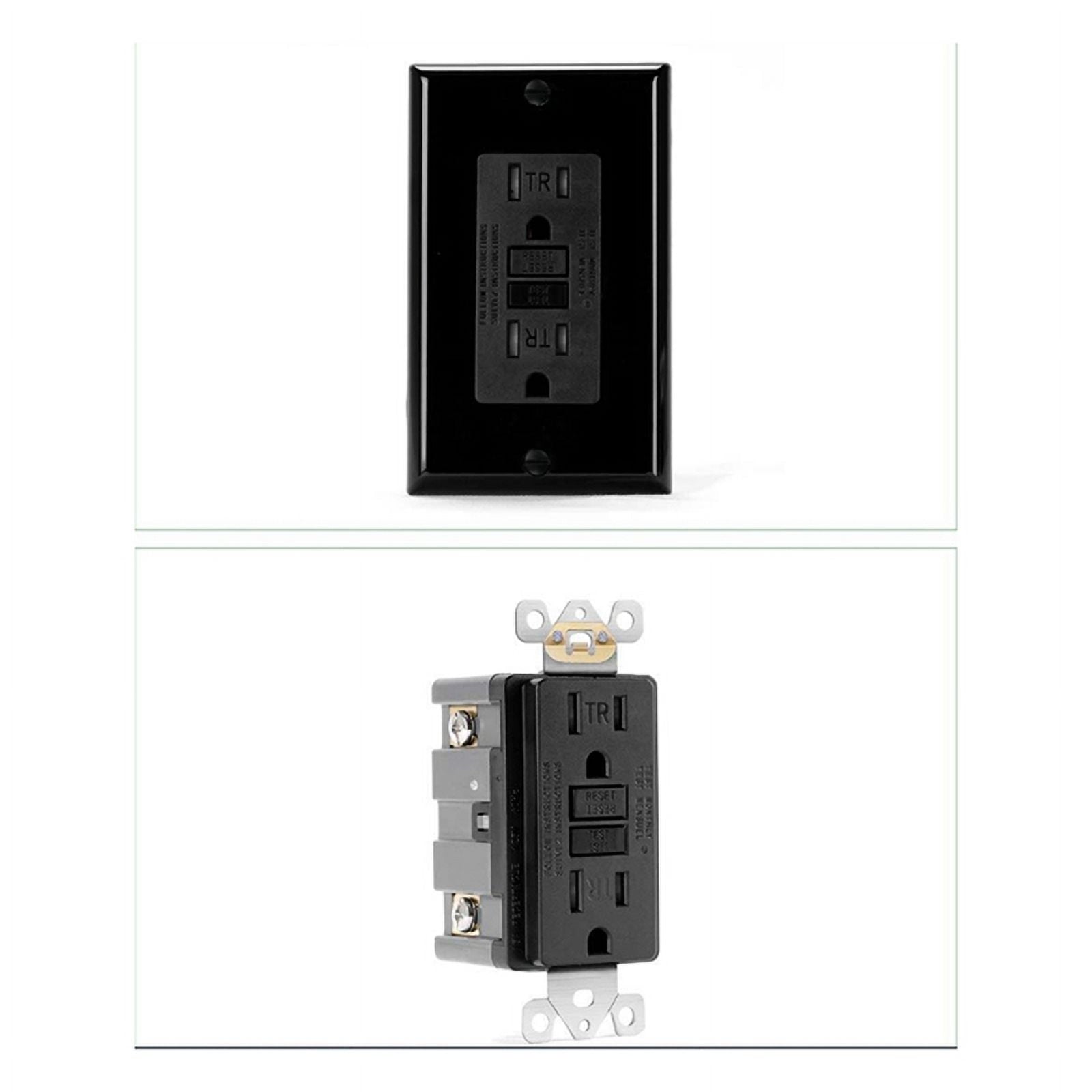 4X GFCI Outlet 15 Amp, Self-Test GFI Electrical Outlet, Tamper GFCI Receptacle with Wall Plate Black