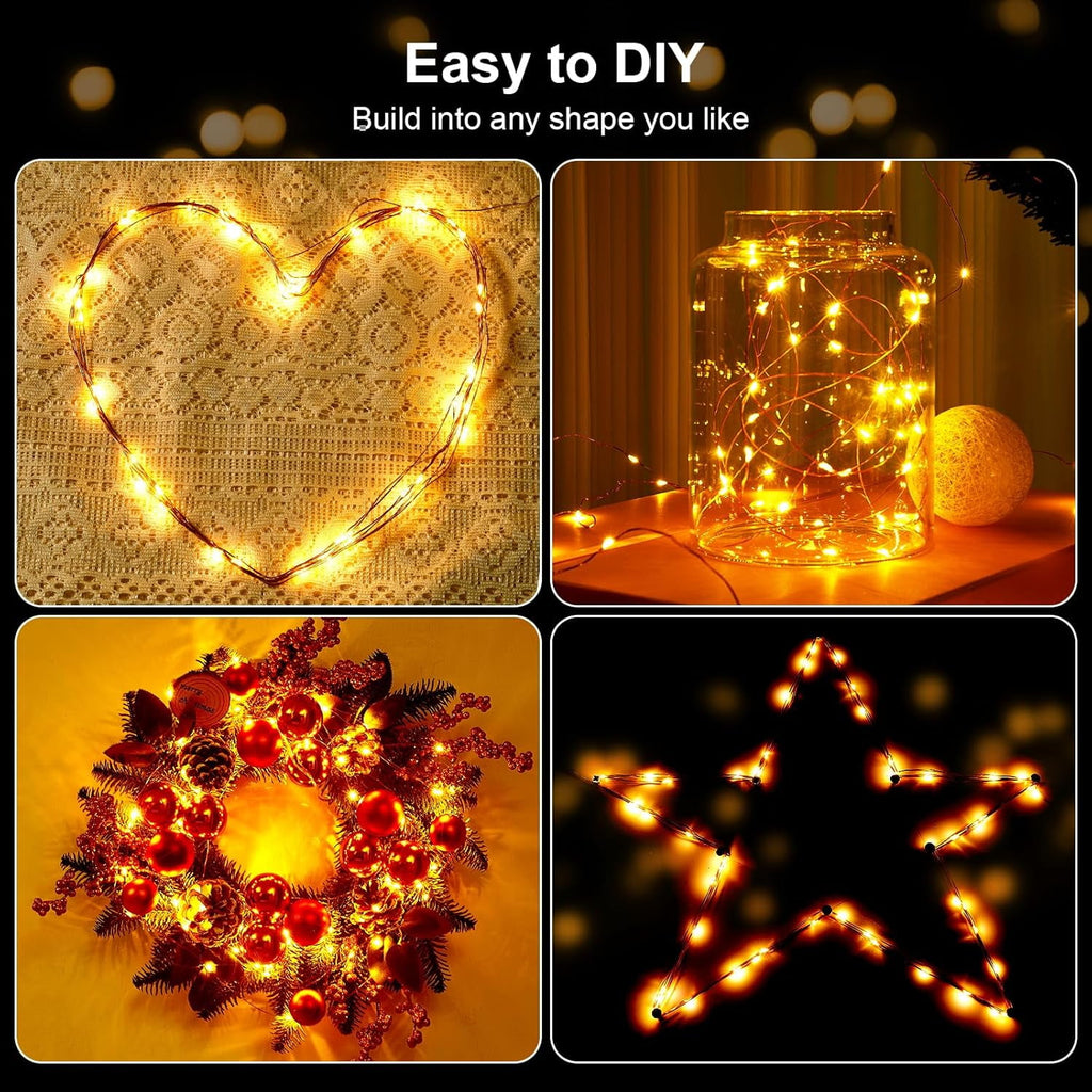 2 Pack 16.4ft Battery Operated String Lights with Timer, Warm White with Synchronized Twinkle Mode, Fairy Lights Battery Powered, 50 LEDs, Idea for Christmas Bedroom Party Wedding