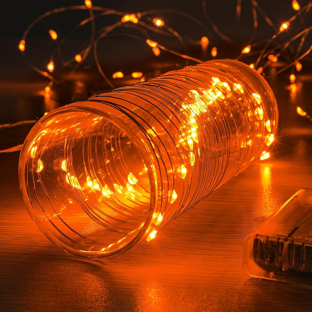 2 Pack 16.4ft Battery Operated String Lights with Timer, Warm White with Synchronized Twinkle Mode, Fairy Lights Battery Powered, 50 LEDs, Idea for Christmas Bedroom Party Wedding